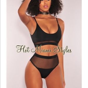 Hot Miami Styles black fishnet high waist bikini